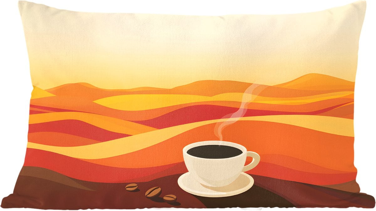 Sierkussen Koffiebonen Landschap - Oranje - 60 x 40 cm