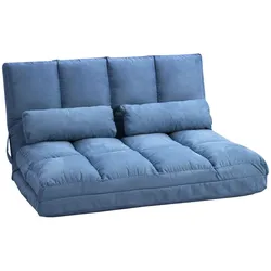 HOMCOM Bodenstuhl 2-in-1 Bodensessel Bett mit Rückenlehne Verstellbar Blau