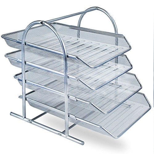 Zuvo Mesh Bureauorganizer 4-laags Letter Tray in Zilver, B: 36,0 cm, D: 30,0 cm, H: 30,0 cm