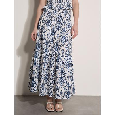 Maxirock APRICOT "Maxirock mit Ikat-Print", Damen, Gr. S (36), beige (creme), gewebt, Obermaterial: 100% Baumwolle CO., gemustert, schmal, Röcke Maxirock, und Stufen