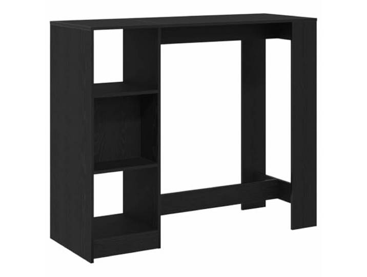 KDACVBMG Bartisch, 124 x 46 x 103,5 cm, Eiche, Schwarz Rechteckiges Design, glatte Textur, matte Oberfläche, integrierte Regale, Gläser- und Geschirraufbewahrung, hohe Hocker