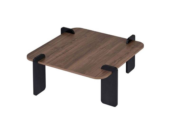 CALICOSY - Table basse carré L90 cm - ORME - Noyer / Noir
