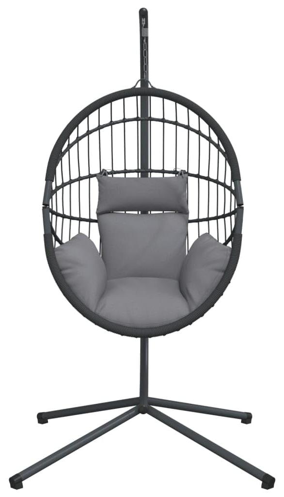 Hängestuhl mit Standardausführung - Eiform, Grau - Rattan und Stahl - Für Innen- und Außenbereich - Bequemer Schaukelstuhl