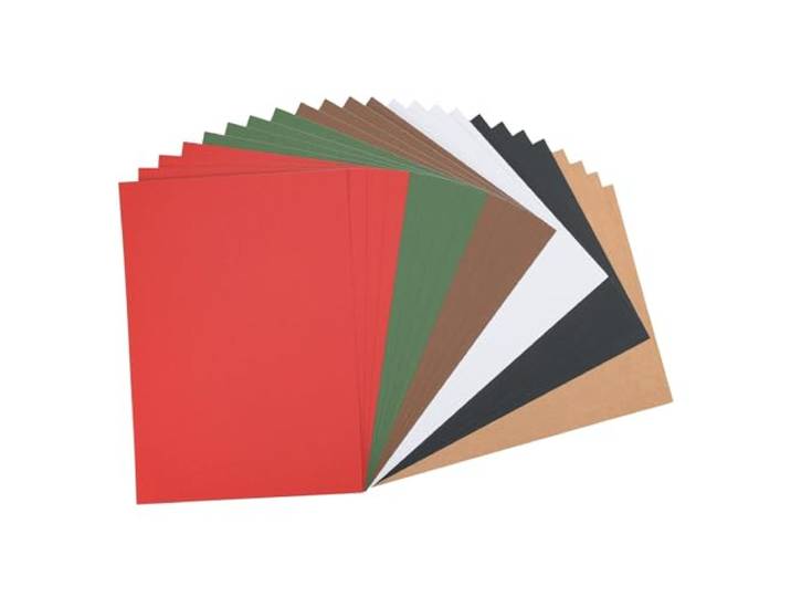 Vaessen Creative Florence Zelfklevende cardstock A4 knutselpapier, A4, kleurenmix Kerstmis, 24 stuks, bedrukbaar papier, voor knutselen en hobbyprojecten