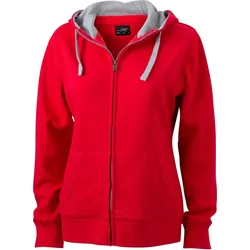 James & Nicholson Damen Lifestyle Kapuzen Sweatjacke JN962 red/grey heather XXL