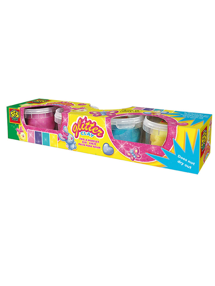 SES Glitzerknete "Glitter Clay" - 4x 90 g - ab 3 Jahren - onesize