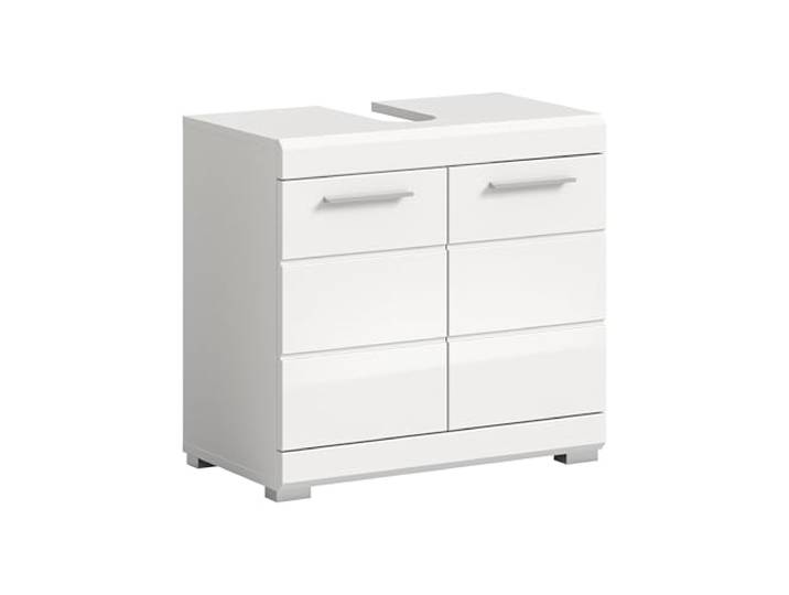 xonox.home - Waschbeckenunterschrank Scout 60x56x34 cm in weiß und weiß Hochglanz - Badmöbel Badschrank Unterschrank Badezimmer- erstklassige Qualität hochwertig verarbeitet Zeitloses Design