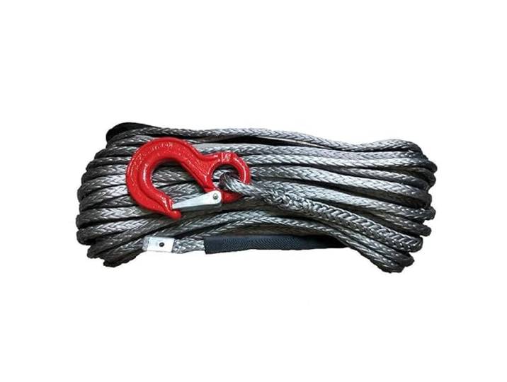 Abschleppseil, 12 mm x 50 m, UHMWPE-Faser, synthetisches Windenseil mit Haken for ATV/UTV/4WD/4X4/OFFROAD(Grey)