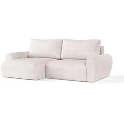 ECKSOFA OMARI mit Schlaffunktion Hellbeige im Neve Stoff