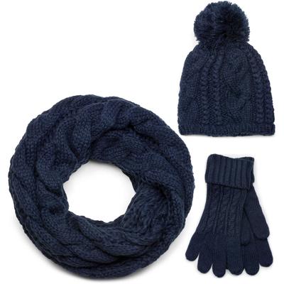styleBREAKER "Strick Schal, Mütze & Handschuh Set mit Zopfmuster" 3 Stk.