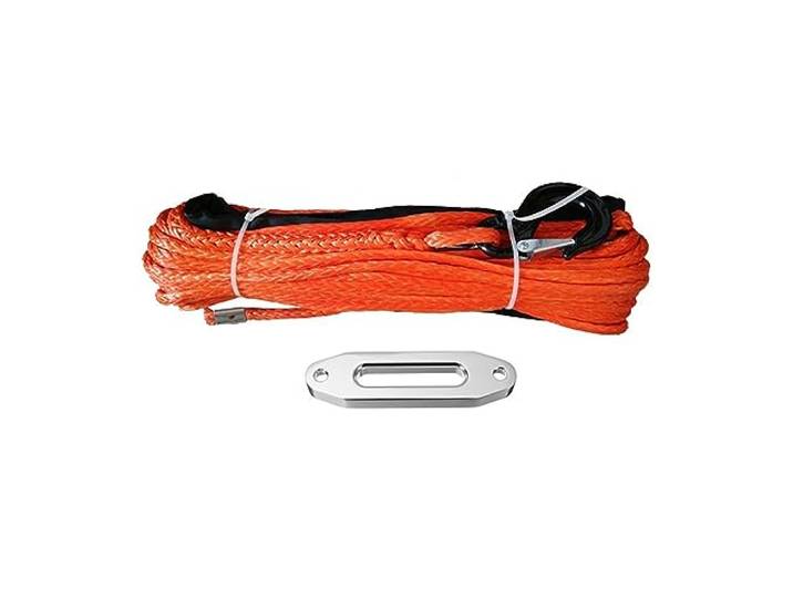 10 mm x 30 m Windenseil mit Haken und 12000 lbs Hawse-Aluminium-Seilführung(Orange)