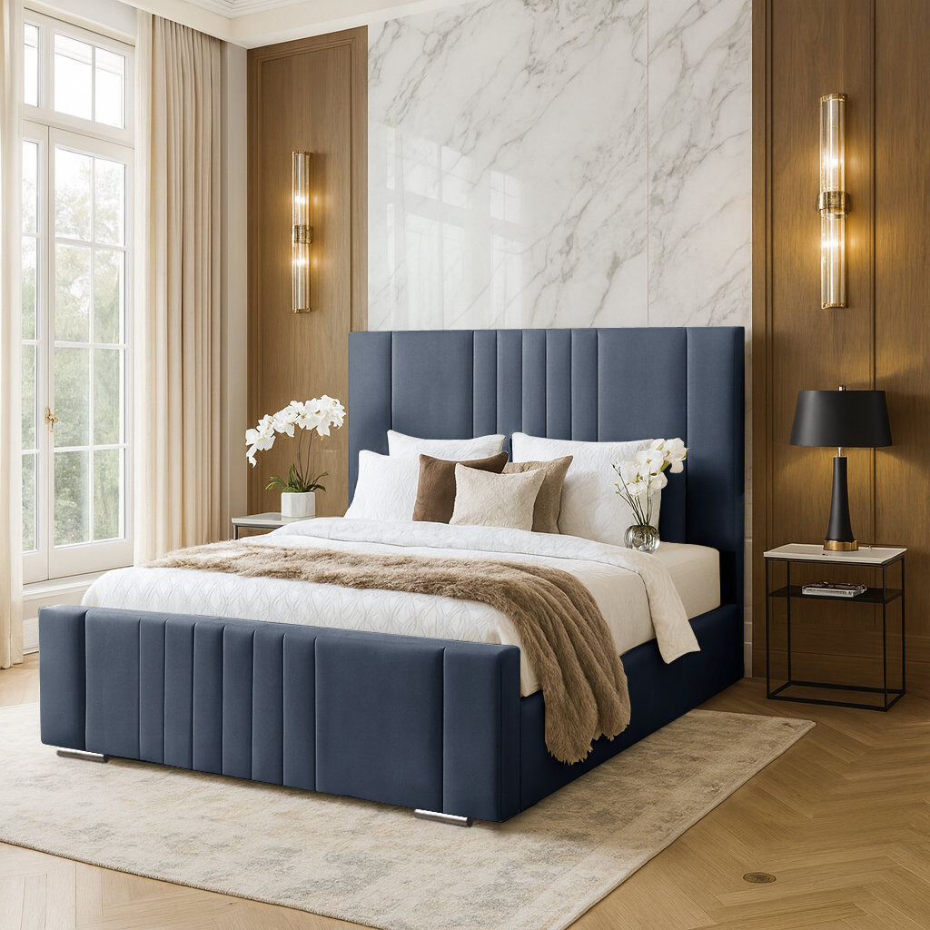 Latitude Run Agaro Upholstered Bed Steel Double (4'6)