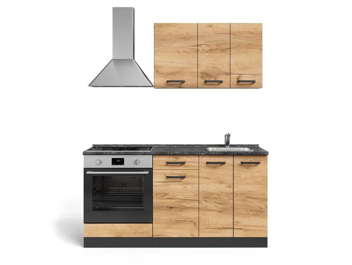 Cuisine avec meuble four encastrable avec pt chêne doré 160x81.6