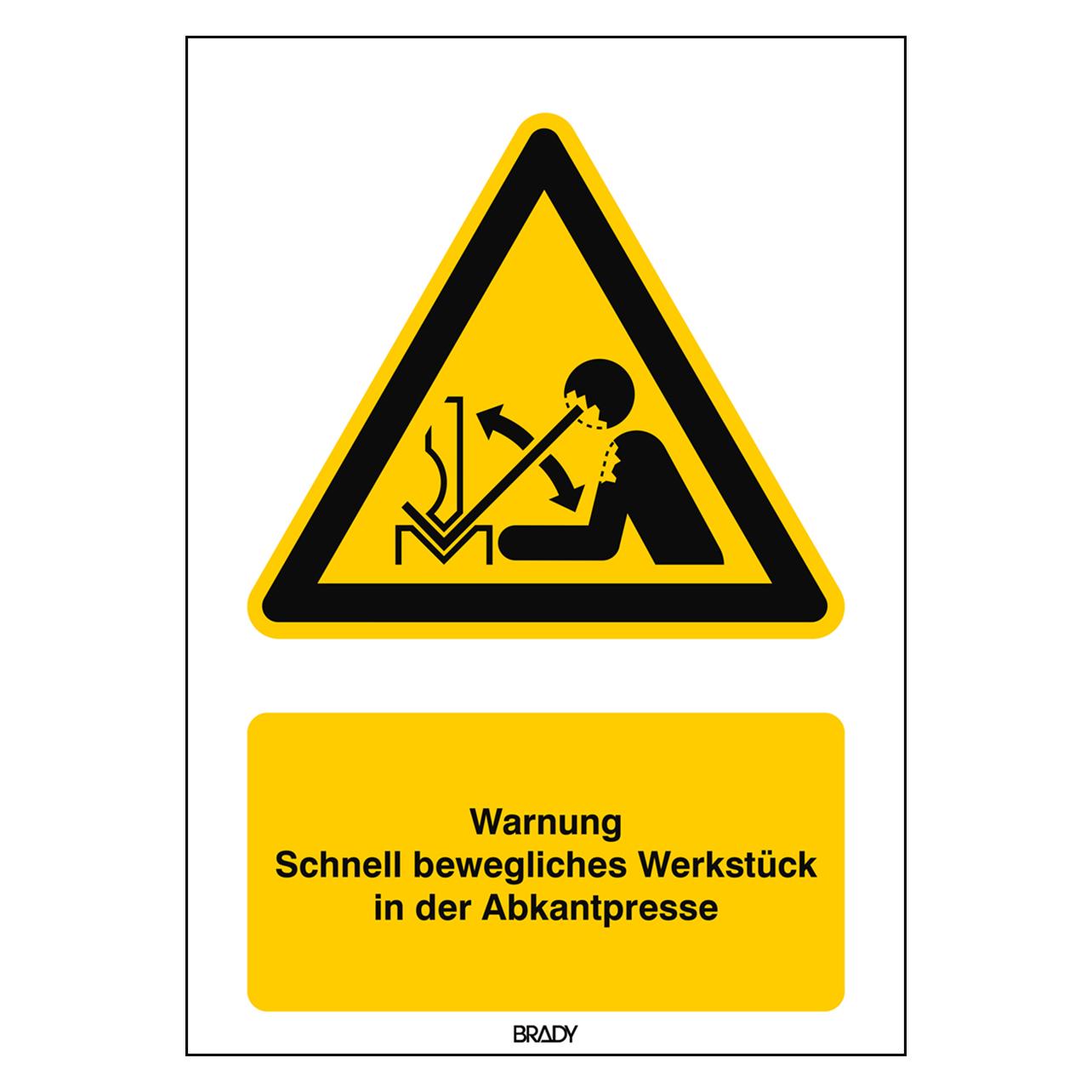 Brady B-862, Toughwash-Warnschild, W032 - Warnung vor hochschnellendem Werkstück in einer Presse (237642)