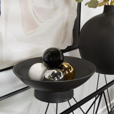 ARCILLA ELEMENTAL Multi Colored Ceramic Metallic Small Minimalistic Decorative Ball Geometric Orbs & Vase Filler (Set of 4)