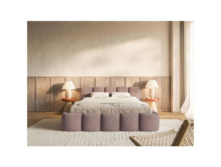 Lit rembourré 120x200 – CLOUDY LOW – Velours Rose clair
