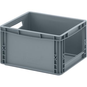 AUER Eurobox SLK 43/22, grau, mit Entnahmeöffnung, offene Griffe, 40 x 30 x 22cm