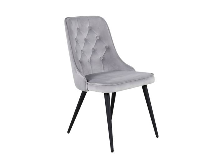 Design Esszimmerstuhl „Velvet deluxe“ Samt Hellgrau / Schwarz VE DESIGN