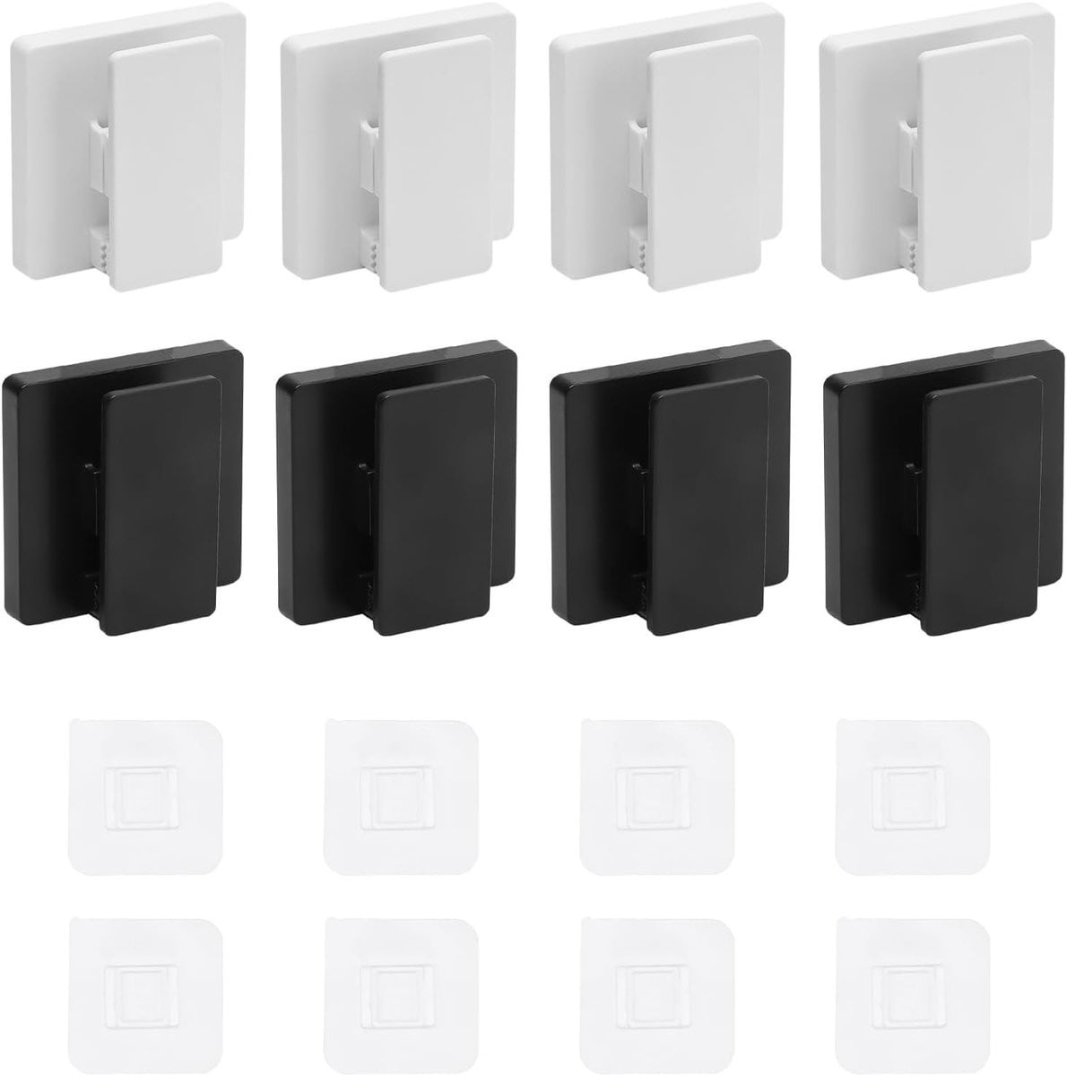Dailygoods Wandclips Pack van 8 - Zelfklevende Wandhaken - Zwart/Wit - Voor opslag