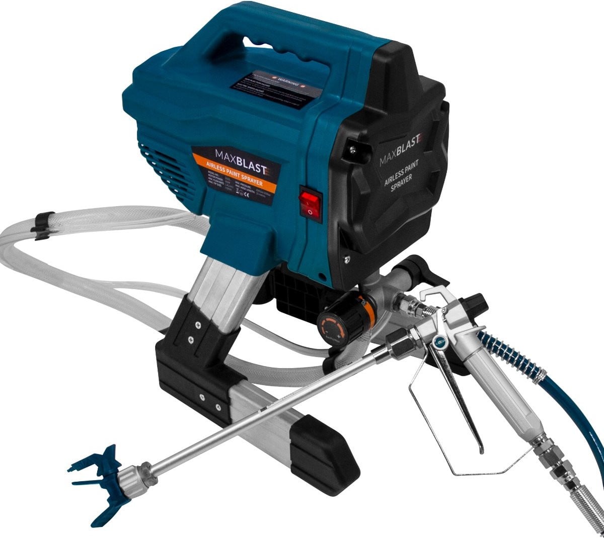 Maxblast Professioneel Elektrisch Airless Verfspuitpistool - Blauw/Zilver - 650W - 7,5m Slang