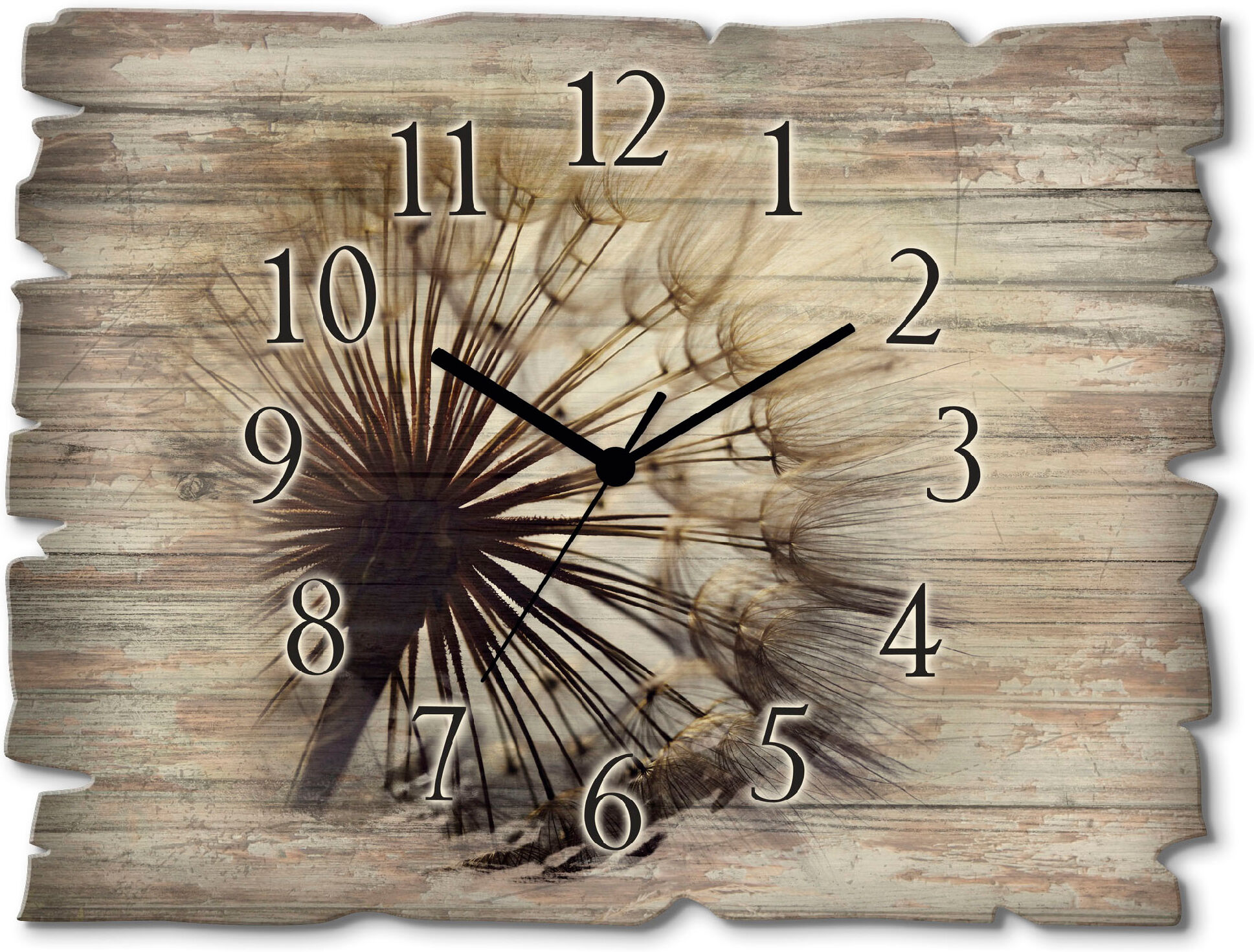 Wanduhr ARTLAND "Grosse Pusteblume", blau, B:40cm H:30cm T:0,6cm, Wanduhren, Wanduhr, wahlweise mit Quarz- oder Funkuhrwerk, lautlos ohne Tickgeräusche blau B/H/T: 40cm x 30cm x 0,6cm, Quarzuhr
