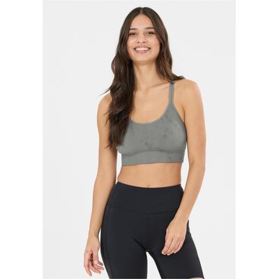 Sport-BH ATHLECIA "Foan V3", Damen, Gr. XXS/XS, grau (tannengrün), 88% Polyamid, 11% Elasthan, 1% Polyester, unifarben, BHs Sport-BH, in bequemer, nahtloser Anfertigung