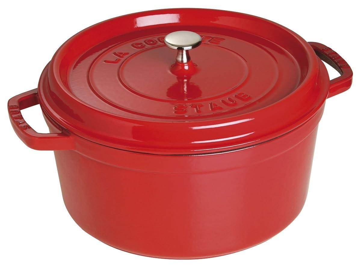 Gusseiserne Bratpfanne/Cocotte 28 cm in Kirschrot