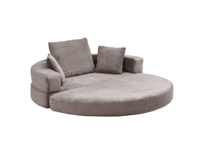 Canapé‑lit convertible - HIBA - Sofa Modulable Ovale - Velours côtelé gris - 173x176 cm - Sans armatures