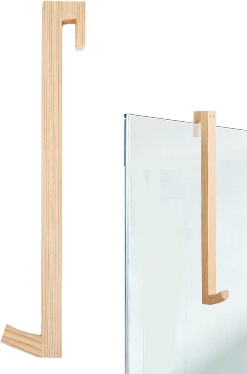 Merkloze handdoekhaak wandhanger in houtkleur, 31 cm, boorvrije montage