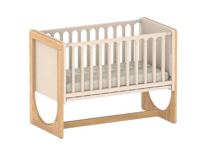 Geuther 4-in-1 Beistellbett Baby Hato, Baby Erstausstattung für Babyzimmer ab Geburt I Gitterbett umbaubar als Kinderbett, Sitzbank oder Kindertisch I Babybett mit Matratze I Buchenholz, Natur-Beige