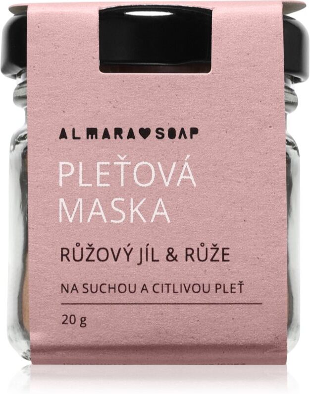 Almara Soap Face Pink Clay & Rose masque apaisant visage pour peaux très sèches et sensibles 20 g