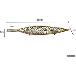 FineBuy, Dekoschale, Dekoschale Blatt Aluminium 63cm Tischdeko Alu Metall Wohnaccessoire Leaf Modern