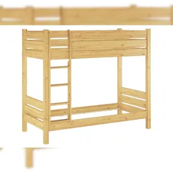 Erst-Holz Kiefer-Etagenbett Massivholz natur 90x190 Stockbett stabil ohne Rollrost 60.16-09-190 oR