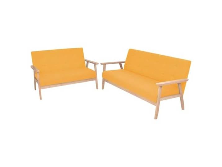 HEFZGDB Skandinavisches Design Sofagarnitur 2-TLG Stoff Gelb Polyester Bezug Massivholz Rahmen Sofa Sitzgruppe Wohnzimmer Möbel Komfortabel Langlebig