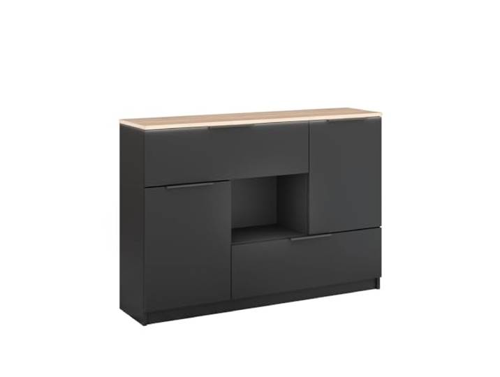 Vicco Kommode Betti , Anthrazit/Sonoma 120 x 83.6 cm 2x Tür, 2x Schublade und 1x offenes Fache, zur Aufbewahrung und Organisation von Alltagsgegenständen