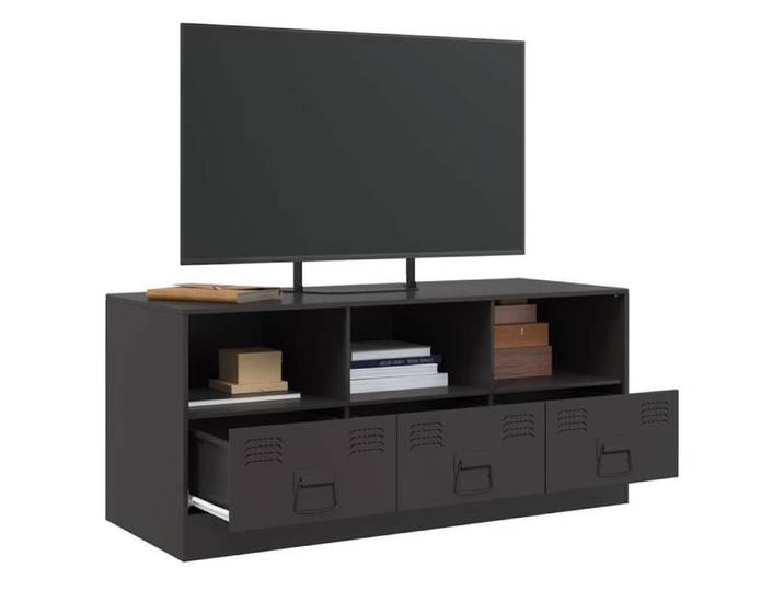 NEUF Armoire TV - Noir - Meuble TV - TABLE TV - noir 99x39x44 cm - acier TT4653