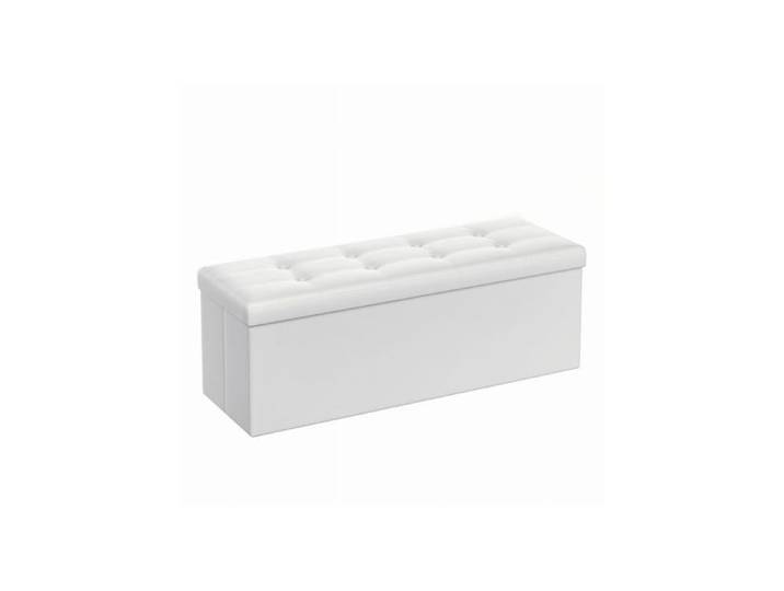 Pouf de rangement pliable blanc 110 cm – coffre et siège multifonctionnel
