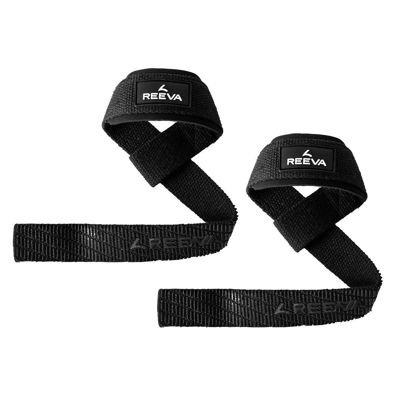 Reeva Lifting Straps mit Polsterung - Gewichthebe-Straps Schwarz, Powerlifting & Fitness Trainingsgu (LS01)