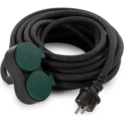 Perel, Verlängerungskabel, Gummi-Verlängerungskabel 10m 3G2.5 mit 2 Steckdosen Schuko (10 m, CEE 7/3)