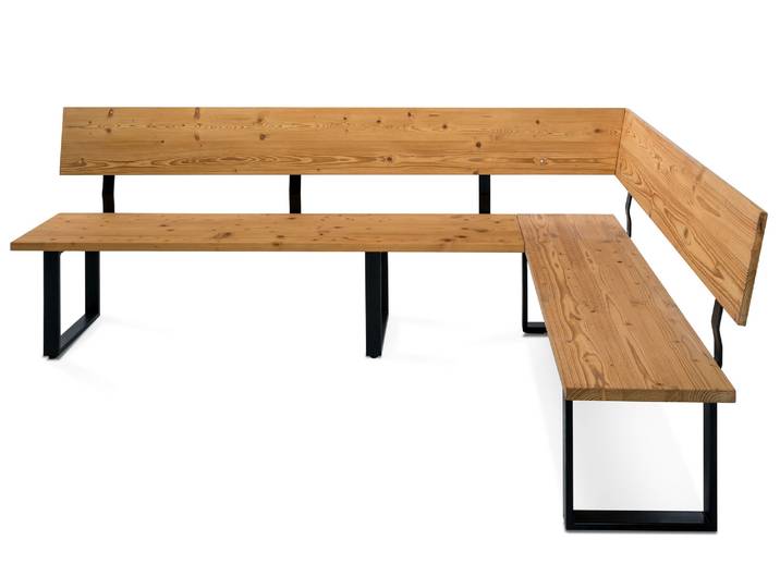 CURBY Eckbank, rustikale Altholzoptik, Material Massivholz