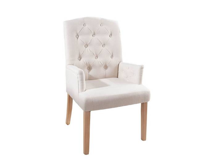 Licht-Erlebnisse Esszimmerstuhl ROLIA, Beige Stoff Holz Chesterfield Armlehnstuhl