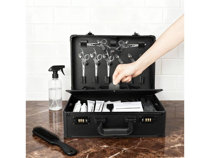 Outils de coiffure, valise de barbier, boîte à outils de coiffure de grande capacité, boîte de rangement pour soins capillaires en alliage d'aluminium, pour coiffeurs