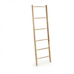 Relaxdays Handtuchleiter Holz, 6 Sprossen, Wäscheleiter Handtücher & Kleidung, HxB 170 x 55 cm, Badezimmer Leiter, natur