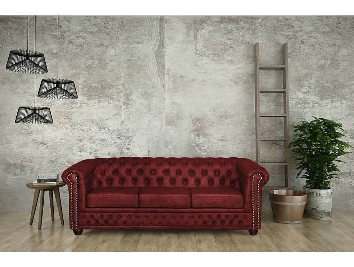 Salon 3-2-1 Imitation cuir Rouge/Bordeaux Cuir synthétique Industriel