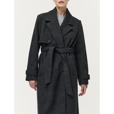 Wintermantel LEGER "Cora, LeGer by Lena Gercke", Damen, Gr. 38, grau, Web, Obermaterial: 90% Polyester, 10% Viskose, meliert, regular fit ca. Mitte Wade, abgesteppte Kante, Mäntel Wintermantel, mit Taillengürtel, normale Passform, Melange-Qualität