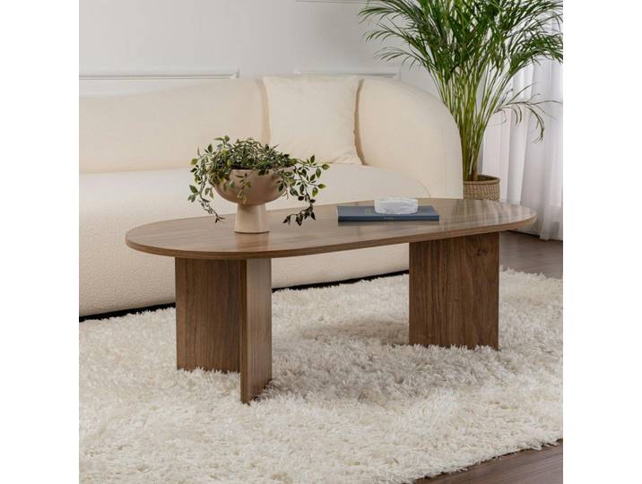 Table basse ovale moderne MARFA - Noyer clair