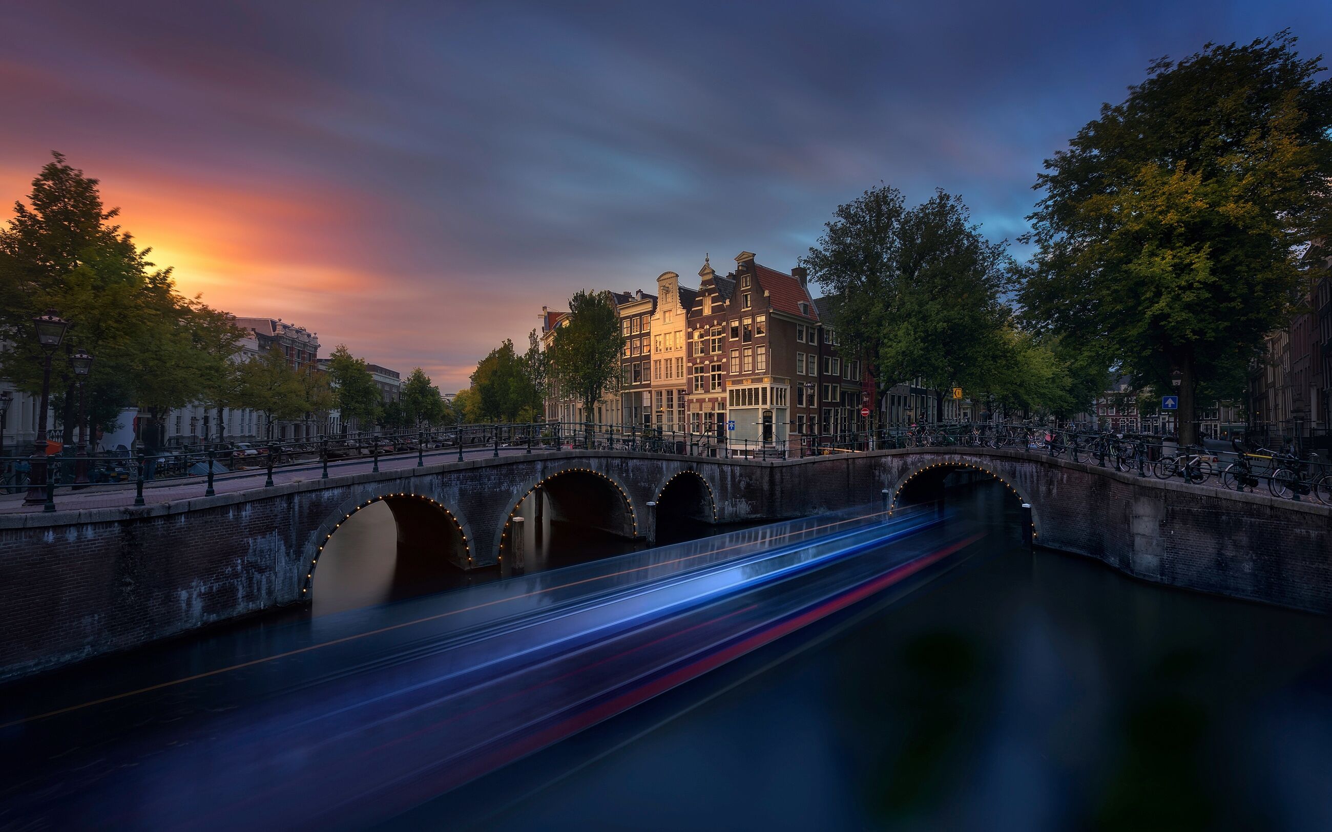 Fototapete PAPERMOON "Photo-Art JESUS M GARCIA, AMSTERDAM SONNENUNTERGANG", bunt, B:1,5m L:1,11m, Vlies, Tapeten, Fototapete bunt B/L: 1,5m x 1,11m, Bahnen: 7 Stk.