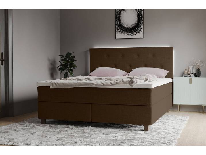 Home affaire Boxspringbett Alenika, mit LED - Beleuchtung, mit Taschen-Federkernmatratze