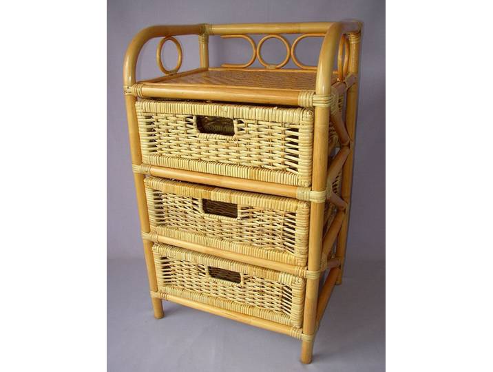 Rattani Regal Rattanregal mit 3 Schüben, Korbregal mit Schub Fb. honig
