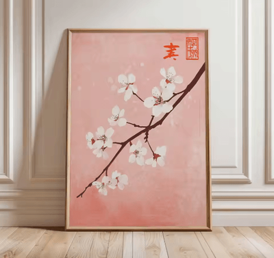 Inspire Picks Japanese Crane Ukiyo e Poster Vintage Red Sun Traditional Wall Art 8 40x60cm Unframed